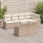 Preview: 7-teiliges Garten-Sofa-Set mit Kissen Beige Poly Rattan