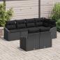 Preview: 7-teiliges Garten-Sofa-Set mit Kissen Schwarz Poly Rattan
