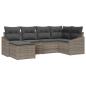 Preview: 6-teiliges Garten-Sofa-Set mit Kissen Grau Poly-Rattan