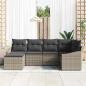 Preview: 6-teiliges Garten-Sofa-Set mit Kissen Grau Poly-Rattan