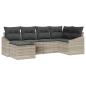 Preview: 6-teilige Garten-Sofa-Set mit Kissen hellgrau Poly-Rattan