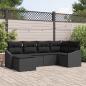 Preview: ARDEBO.de - 6-teiliges Garten-Sofaset mit Kissen Schwarz Poly Rattan