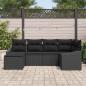 Preview: 6-teiliges Garten-Sofaset mit Kissen Schwarz Poly Rattan