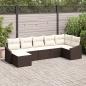 Preview: ARDEBO.de - 7-teiliges Garten Sofa Set mit Kissen Braun Poly Rattan