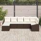 Preview: 7-teiliges Garten Sofa Set mit Kissen Braun Poly Rattan