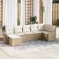 Preview: ARDEBO.de - 7-teiliges Garten-Sofa-Set mit Kissen Beige Poly-Rattan