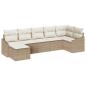 Preview: 7-teiliges Garten-Sofa-Set mit Kissen Beige Poly-Rattan