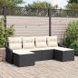 Preview: ARDEBO.de - 6-teiliges Garten-Sofa-Set mit Kissen Schwarz Poly-Rattan