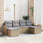 Preview: ARDEBO.de - 6-teiliges Garten Sofa Set mit Kissen Beige Poly Rattan