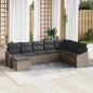 Preview: ARDEBO.de - 8-teiliges Garten Sofa Set mit Kissen Grau Poly Rattan