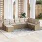Preview: ARDEBO.de - 8-teiliges Garten-Sofa-Set mit Kissen Beige Poly Rattan