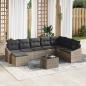 Preview: ARDEBO.de - 8-teiliges Garten Sofaset mit Kissen Schwarz Poly Rattan