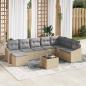 Preview: ARDEBO.de - 9-teiliges Garten-Sofa-Set mit Kissen in Schwarz Poly Rattan