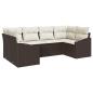 Preview: 6-teiliges Garten Sofa Set mit Kissen Braun Poly Rattan