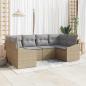 Preview: ARDEBO.de - 6-teiliges Garten Sofa Set mit Kissen Beige Poly Rattan