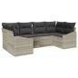 Preview: 6-teiliges Garten Sofa Set mit Kissen Hellgrau Poly Rattan