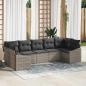 Preview: ARDEBO.de - 7-teiliges Garten Sofa Set mit Kissen Grau Poly-Rattan