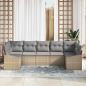 Preview: 7-teiliges Garten-Sofa-Set mit Kissen Beige Poly Rattan