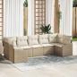 Preview: ARDEBO.de - 7-teiliges Garten-Sofa-Set mit Kissen Beige Poly Rattan