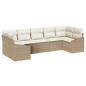 Preview: 7-teiliges Garten-Sofa-Set mit Kissen Beige Poly Rattan