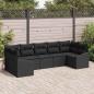 Preview: ARDEBO.de - 7-teiliges Garten Sofa Set mit Kissen Schwarz Poly Rattan