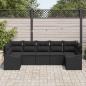 Preview: 7-teiliges Garten Sofa Set mit Kissen Schwarz Poly Rattan