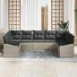Preview: Sofa Set mit Kissen 9 pcs Hellgrau Poly Rattan