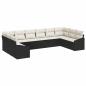 Preview: 10-teiliges Garten-Sofa-Set mit Kissen - Schwarzer Poly-Rattan