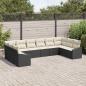 Preview: 10-teiliges Garten-Sofa-Set mit Kissen - Schwarzer Poly-Rattan