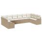Preview: 10-teiliges Garten Sofa Set mit Kissen Beige Poly Rattan