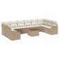 Preview: 11-teiliges Garten-Sofa-Set mit Kissen aus braunem Poly Rattan