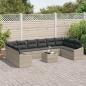 Preview: ARDEBO.de - 11-teiliges Garten Sofa Set mit Kissen Grau Poly Rattan