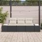 Preview: 3 Teiliges Garten Sofa Set mit Kissen Schwarz Poly Rattan