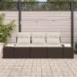 Preview: 3-teiliges Garten-Sofa-Set mit Kissen, Braun Poly Rattan