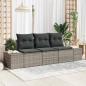 Preview: ARDEBO.de - 3-Teiliges Garten Sofa Set mit Kissen Grau Poly Rattan