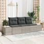 Preview: ARDEBO.de - 3-teiliges Garten Sofa Set mit Kissen Hellgrau Poly Rattan