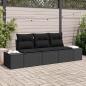 Preview: ARDEBO.de - 3-teiliges Garten Sofa Set mit Kissen Schwarz Poly Rattan