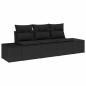 Preview: 3-teiliges Garten Sofa Set mit Kissen Schwarz Poly Rattan