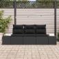 Preview: 3-teiliges Garten Sofa Set mit Kissen Schwarz Poly Rattan