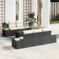 Preview: ARDEBO.de - 6-teiliges Garten-Sofa-Set mit Kissen, Schwarz Poly-Rattan