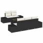 Preview: 6-teiliges Garten-Sofa-Set mit Kissen, Schwarz Poly-Rattan