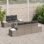 Preview: 6-teiliges Garten Sofa Set mit Kissen Grau Poly Rattan