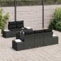 Preview: 6-teiliges Garten Sofa Set mit Kissen Schwarz Poly Rattan