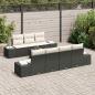 Preview: 8-teiliges Garten Sofa Set mit Kissen in Schwarz aus Poly Rattan
