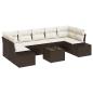 Preview: 8-teiliges Garten-Sofa-Set mit Kissen aus braunem Poly-Rattan