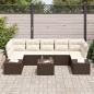 Preview: 8-teiliges Garten-Sofa-Set mit Kissen aus braunem Poly-Rattan