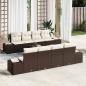 Preview: ARDEBO.de - 9-teiliges Garten-Sofa-Set mit Kissen Braun Poly Rattan