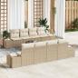 Preview: ARDEBO.de - 9-teiliges Garten-Sofa-Set mit Kissen Beige Poly Rattan