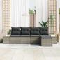 Preview: 5-teiliges Garten-Sofa-Set mit Kissen Grau Poly Rattan