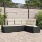 Preview: ARDEBO.de - 4-teiliges Garten-Sofa-Set mit Kissen Schwarz Poly-Rattan
